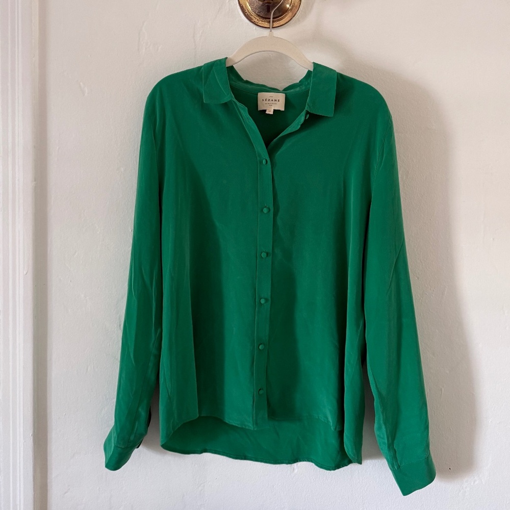Sezane Ann Shirt Vert Flash - Size 40